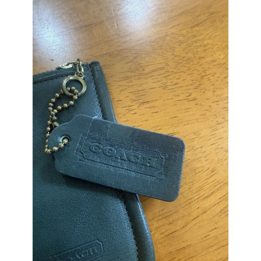 Vintage Coach Skinny Case Olive Green Leather, Cloth Striped Lining 7170 - Picture 3 of 8